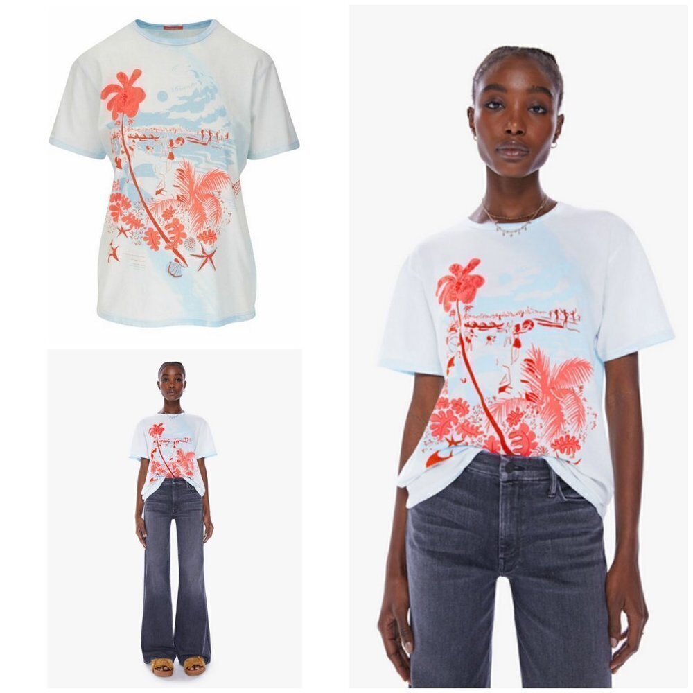 💕MOTHER💕 The Rowdy Tee ~ 100% Supima Cotton Lighten Up Beach Graphic XS NWOT